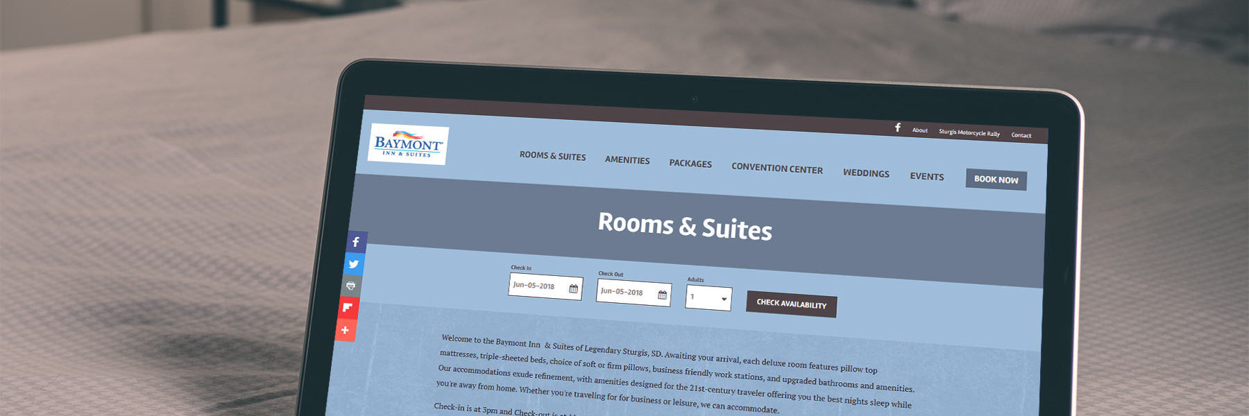Baymont Inn & Suites by Wyndham Sturgis website on laptop