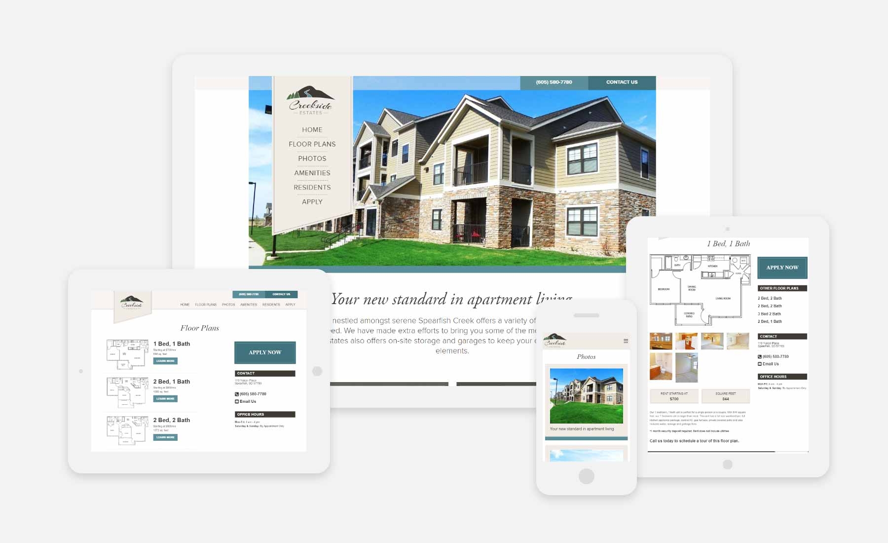 Creekside Estates responsive website shown on several devices