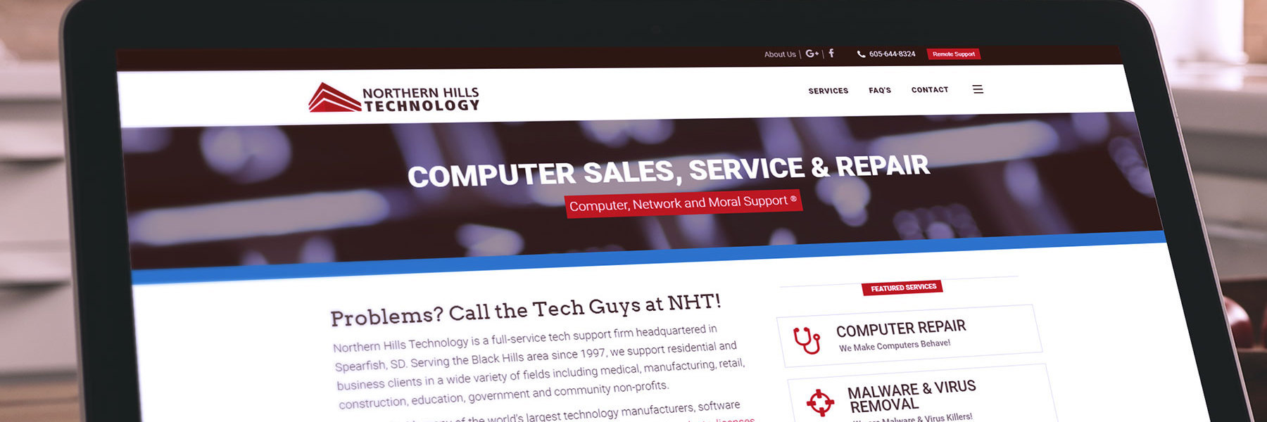 Northern Hills Technology website shown on a laptop