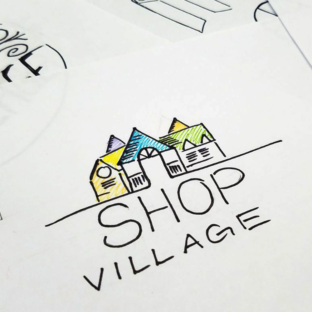 Shop Village Logo sketches
