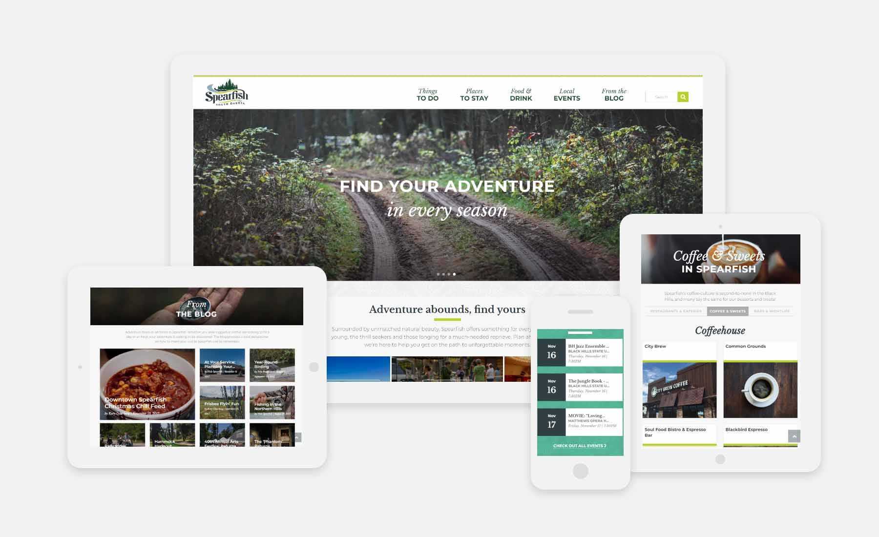 Visit Spearfish responsive website shown on several devices